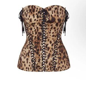 DOLCE & GABANNA X SKIMS Silk Lace Up Corset Top Size MEDIUM